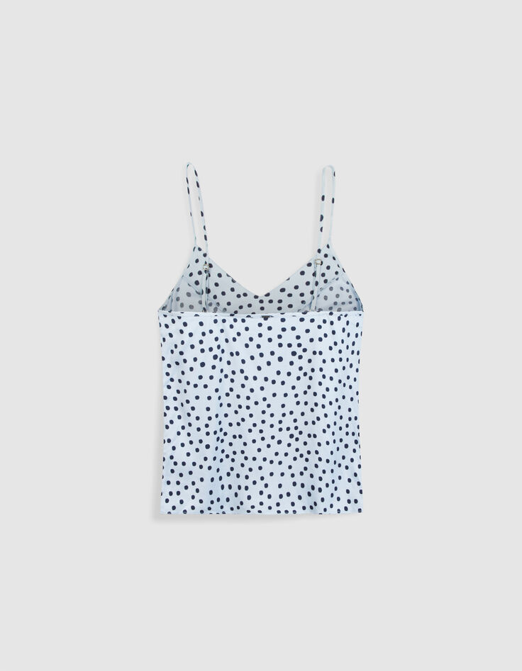 Top caraco fines bretelles bleu motif pois Femme-8