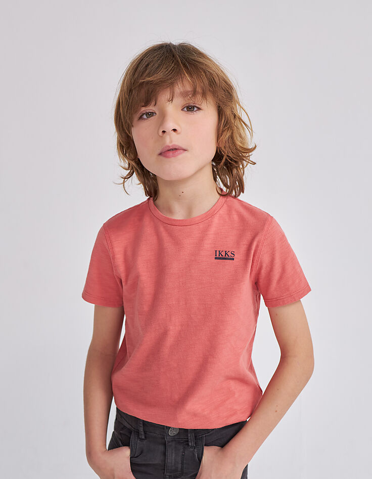 Boys’ coral organic cotton Essential T-shirt-6
