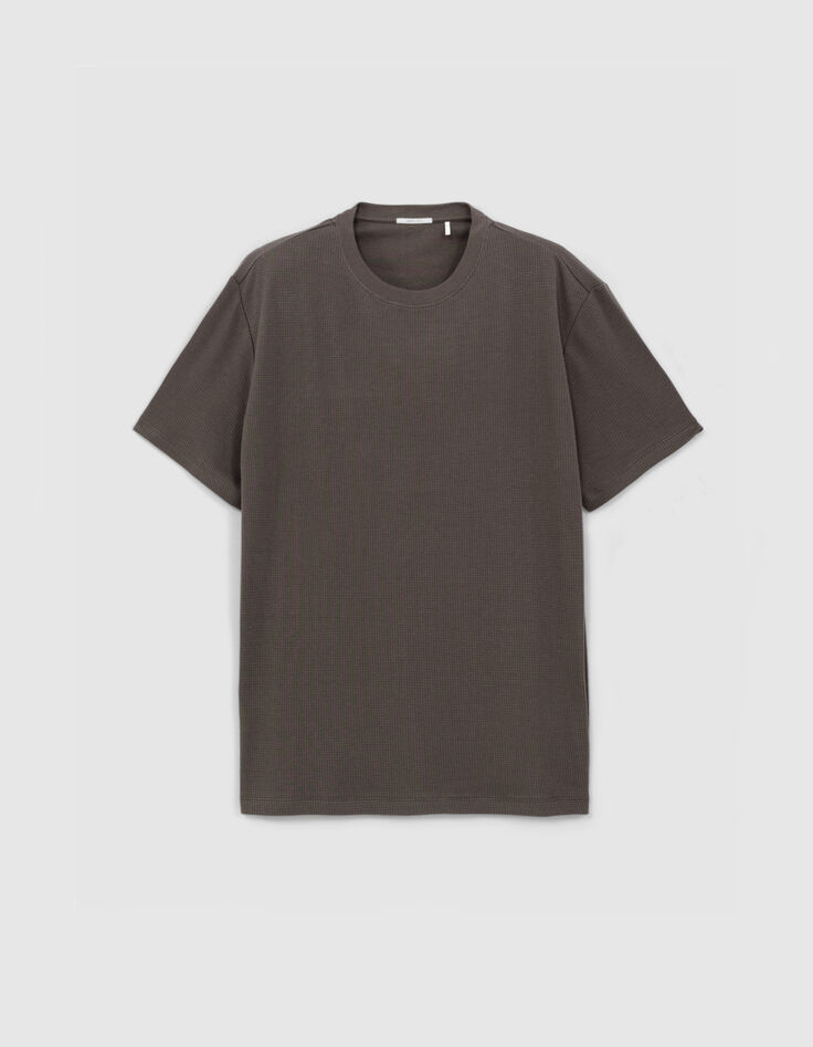 T-shirt kaki coton bio relief filet Homme-5