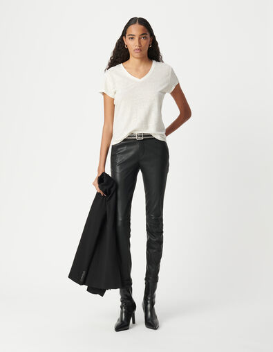 Pantalon cuir d'agneau femme - IKKS