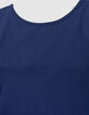 T-shirt bleu décolleté dos fille-3