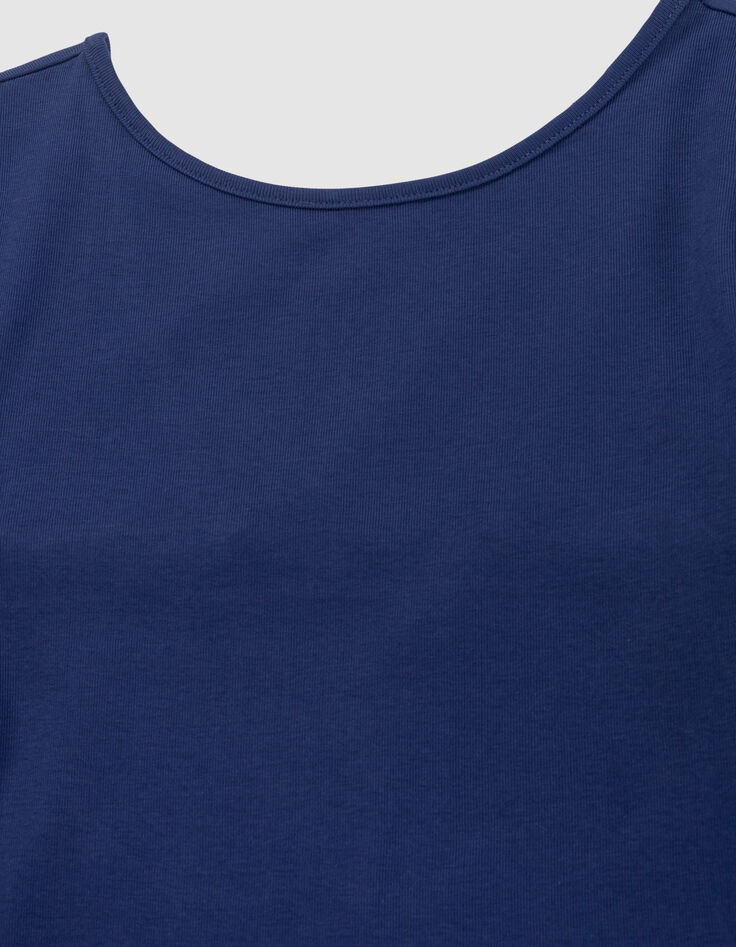 T-shirt bleu décolleté dos fille-3