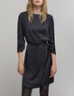 Robe noire froissée dentelle dos Femme-2