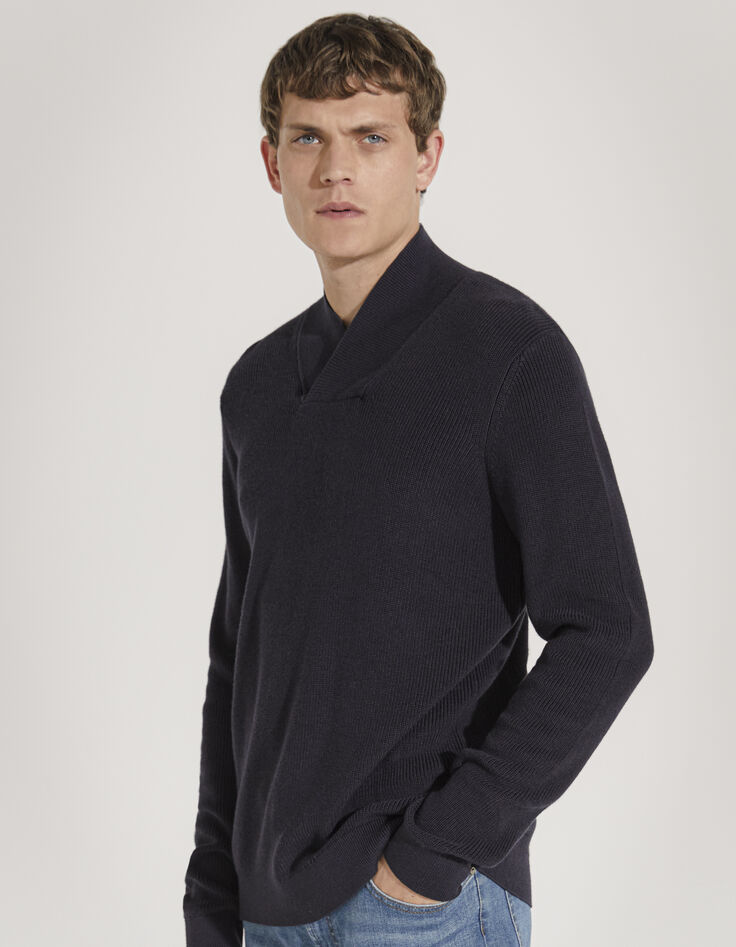 Pull marine &agrave; col ch&acirc;le Homme-1