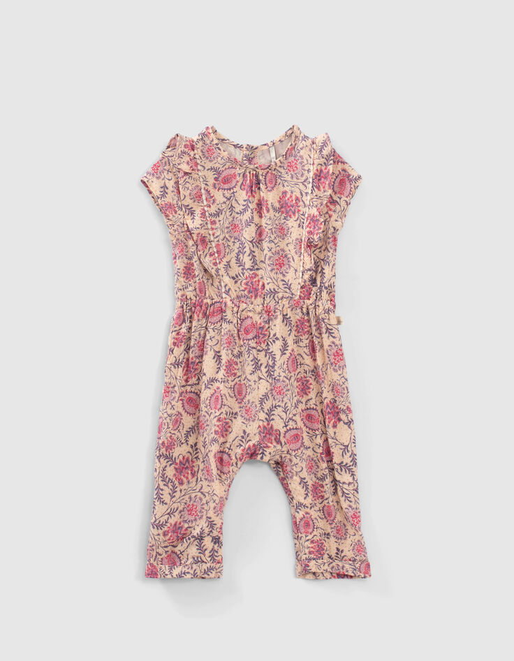 Baby girls’ pink floral paisley Lenzing™ Ecovero™ jumpsuit-1