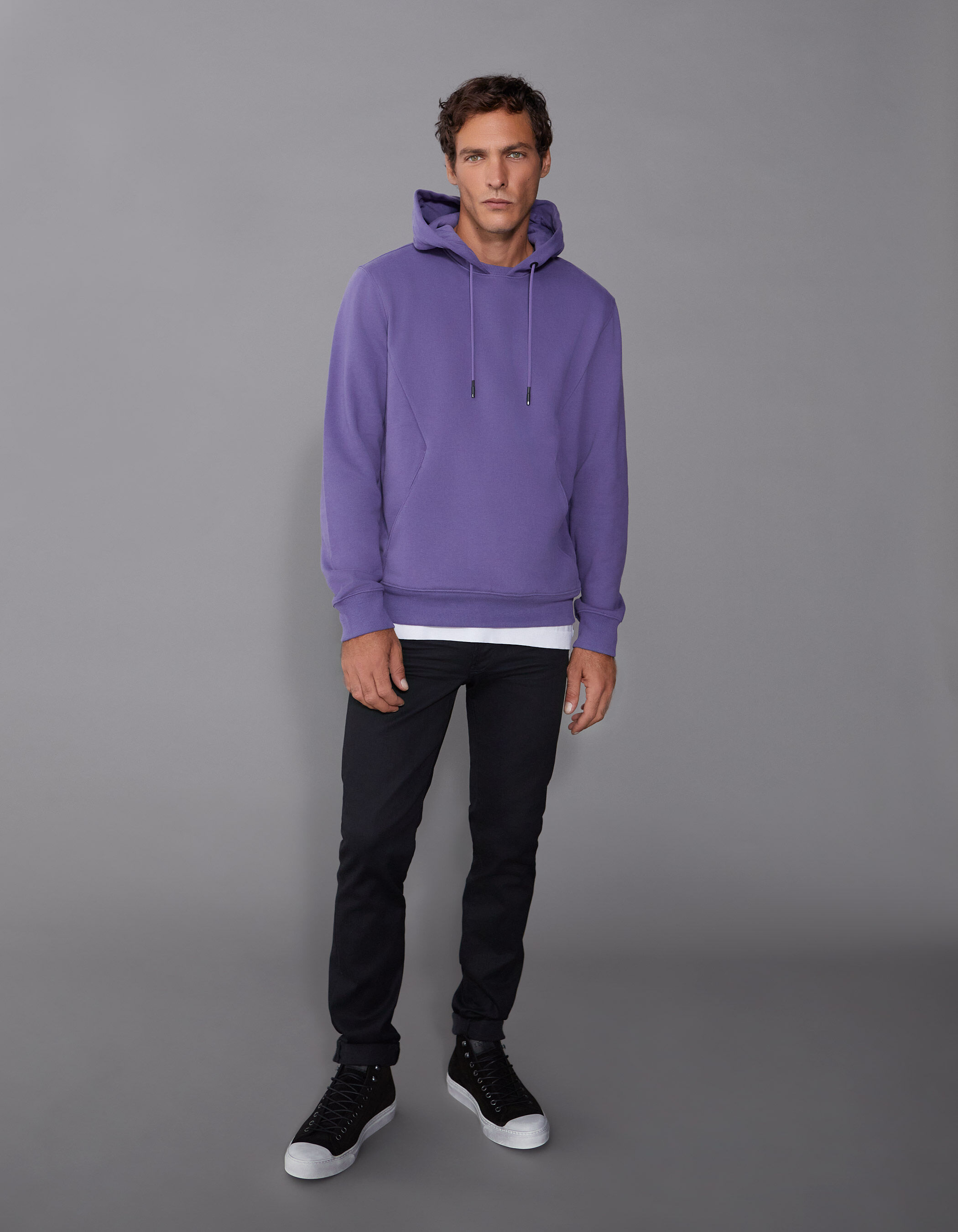 Sweat violet a capuche molleton Homme