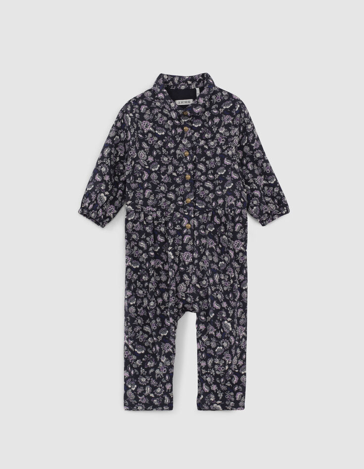 Combi longue navy imprimé cachemire Ecovero® bébé fille-1