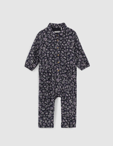 Baby girls’ navy paisley print Ecovero® jumpsuit - IKKS