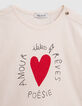 Camiseta crudo algod&oacute;n coraz&oacute;n y mensaje beb&eacute; ni&ntilde;a-2