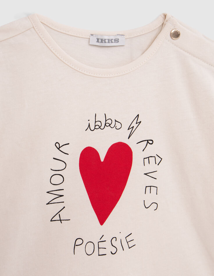 Camiseta crudo algod&oacute;n coraz&oacute;n y mensaje beb&eacute; ni&ntilde;a-2