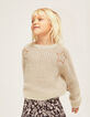 Pull &eacute;cru tricot lurex &agrave; &eacute;toiles fille-2