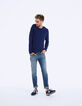 Pull indigo en maille à relief piqué Homme-6