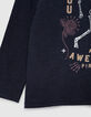 Boys’ navy T-shirt with skeleton-pirate and roses image-5