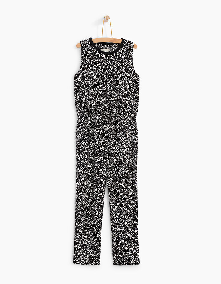 Combinaison-pantalon noire imprimée léopard fille-2