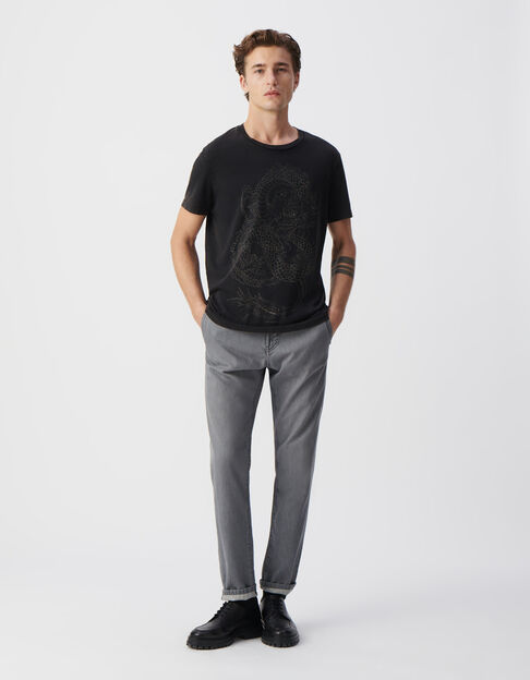 Zwart T-shirt biokatoen maxi-opdruk draak Heren - IKKS