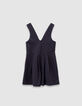 Girls’ 2-in-1 navy pinstripe dress and ecru T-shirt-2