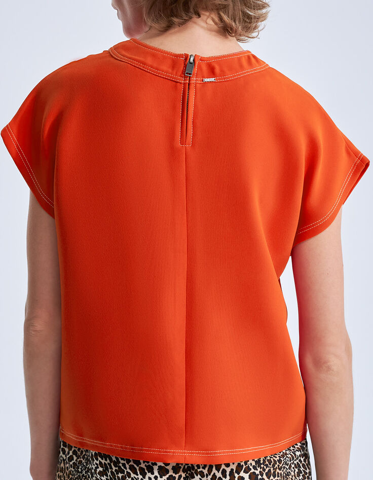 Women’s tangerine top edged with double topstitching-3