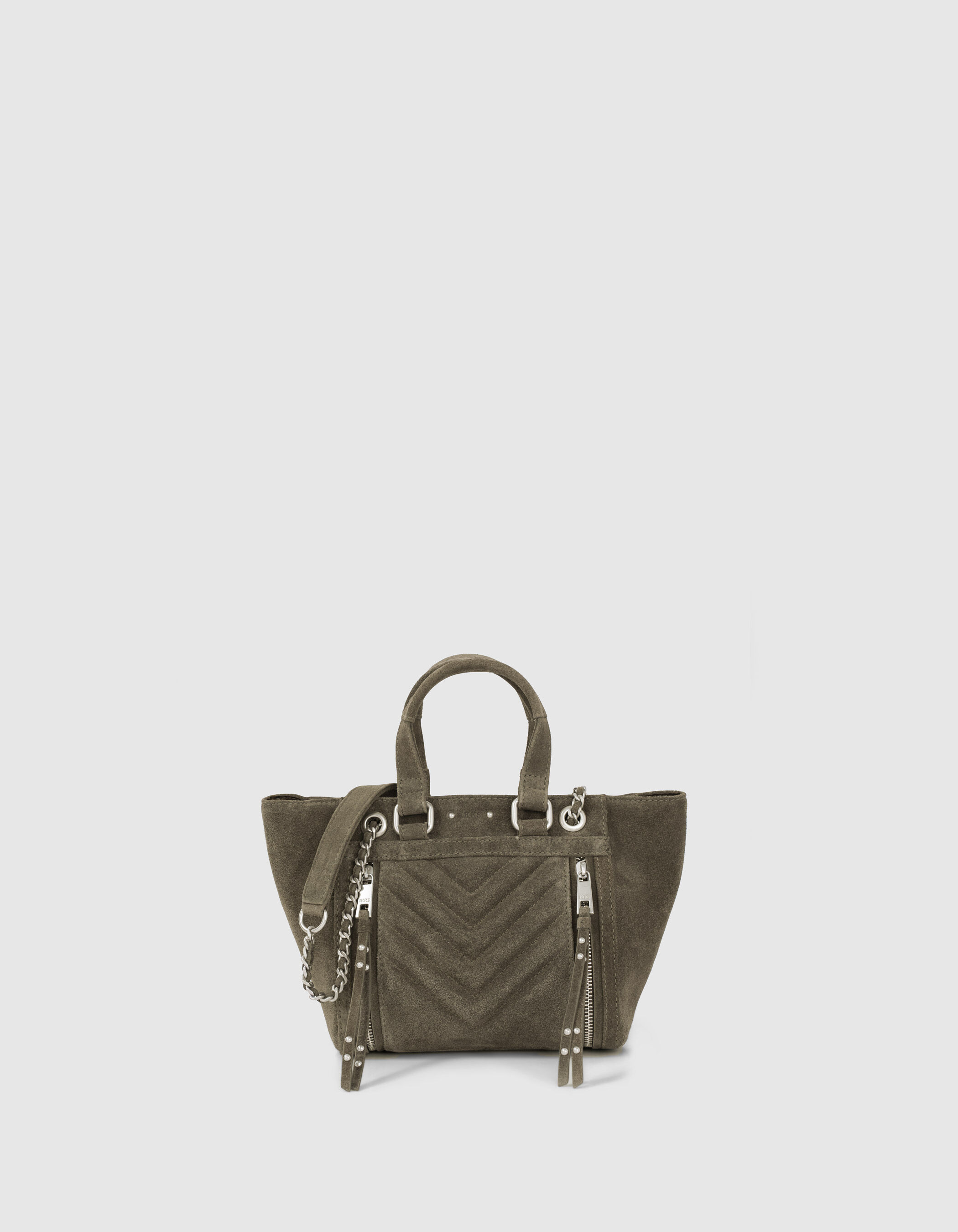 Women s quilted chevron KHAKI SMALL 1440 tote bag