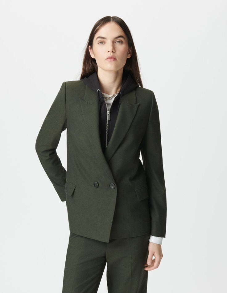 Veste de tailleur kaki parementure amovible Femme-3 Veste de tailleur kaki parementure amovible Femme-3