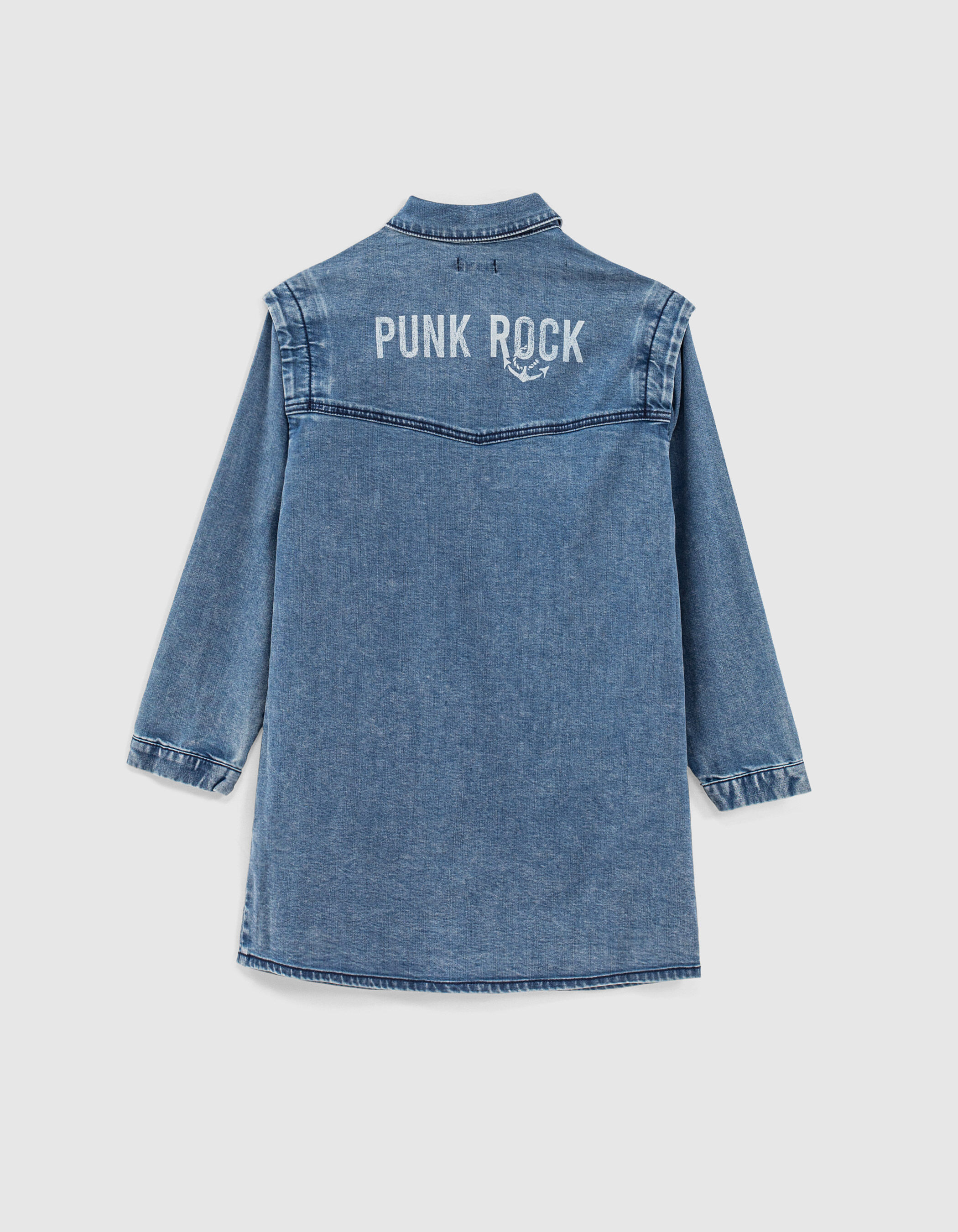 Hemdjurk in medium blue denim meisjes IKKS