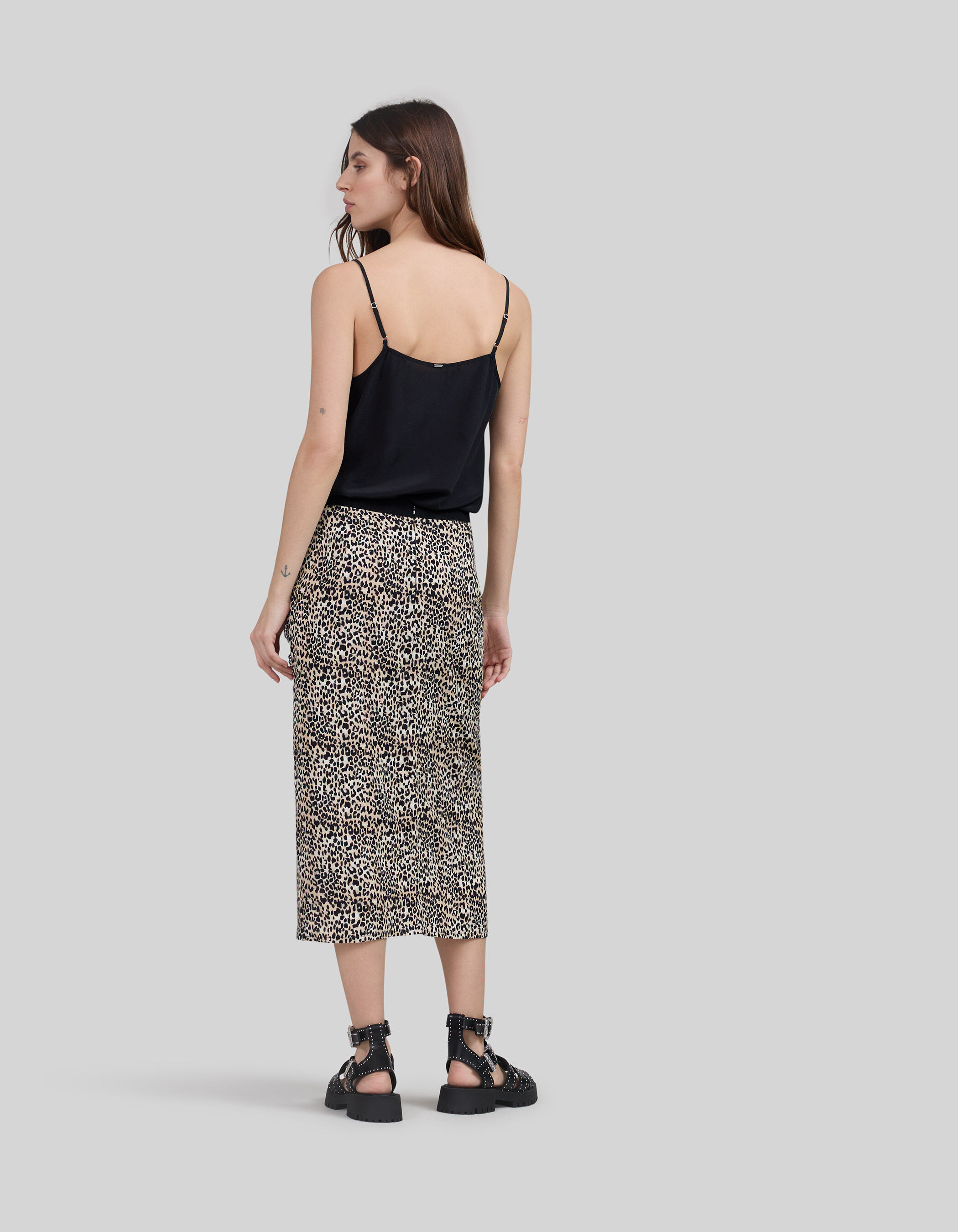 Jupe noire LENZING ECOVERO imprime leo rock Femme IKKS