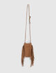 Girls’ camel fringed smartphone bag-2