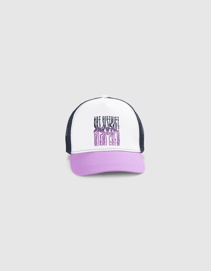 Gorra violeta, blanco, malla azul marino niño-6