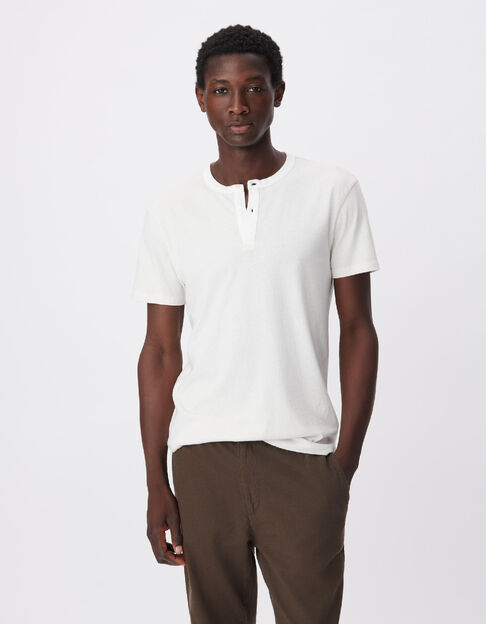 Heren-T-shirt met witte tuniekkraag - IKKS