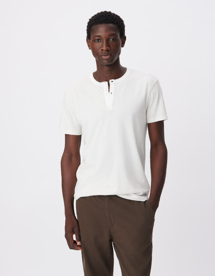 Heren-T-shirt met witte tuniekkraag-2