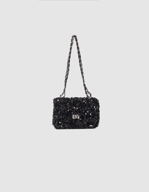 Sac à main noir tout sequins fille