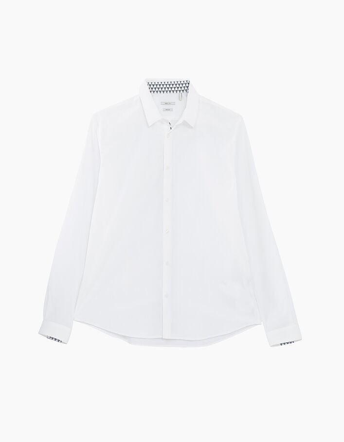 Weißes REGULAR-Herrenhemd mit geometrischem Kontrast - IKKS