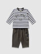 Baby boys’ striped T-shirt and trousers outfit-2