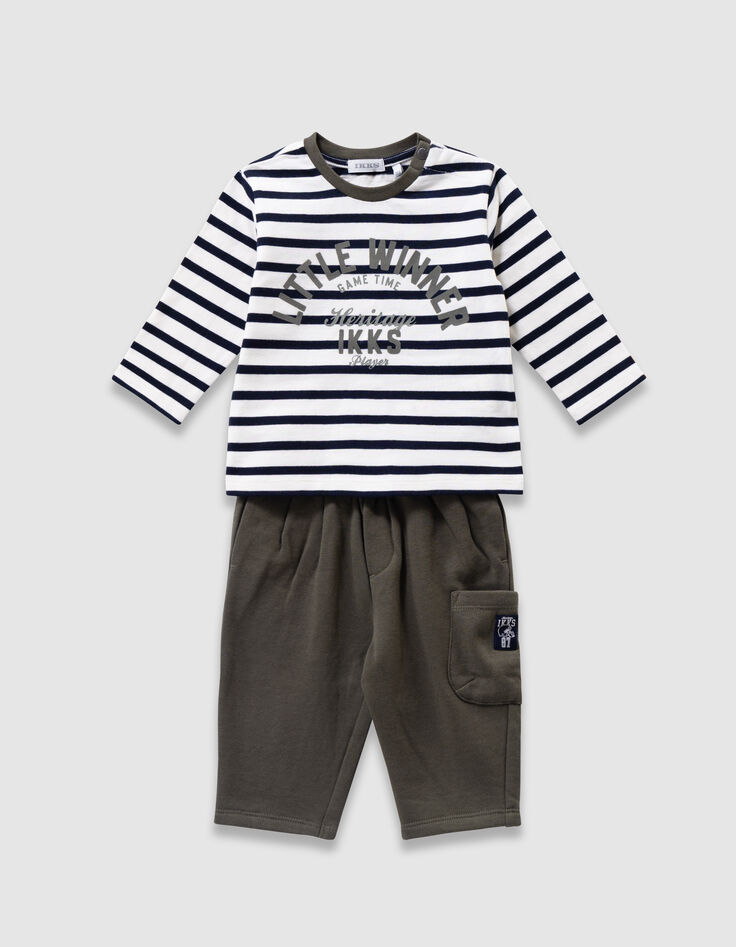 Baby boys’ striped T-shirt and trousers outfit-2 Baby boys’ striped T-shirt and trousers outfit-2
