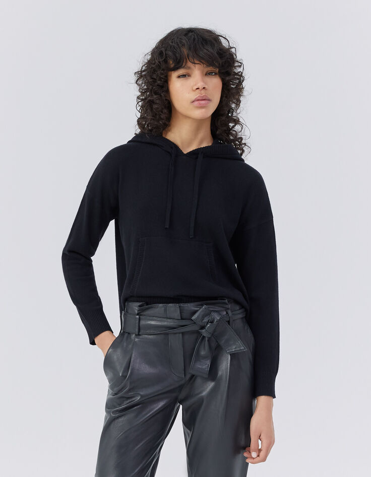 Pure Edition sweat à capuche laine et cachemire noir femme-1