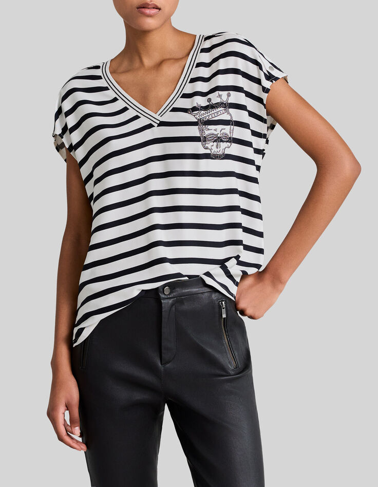 Cremewei&szlig;es Damen-Matrosentop LENZING&trade; ECOVERO&trade; mit Wappen-2