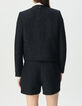 Marineblaue kurze Damenjacke Tweed-Effekt Paillettenstick-4