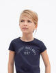 Navy bio T-shirt met bloemenscrunchie meisjes-6