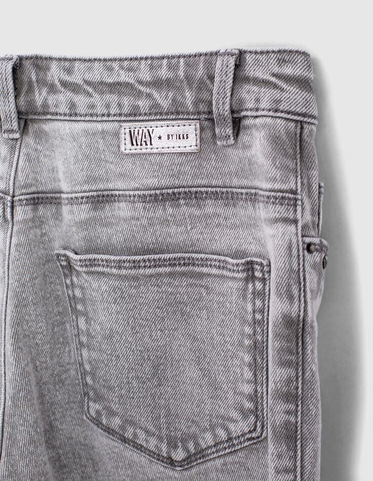 Girls’ light grey studded organic mom jeans-5