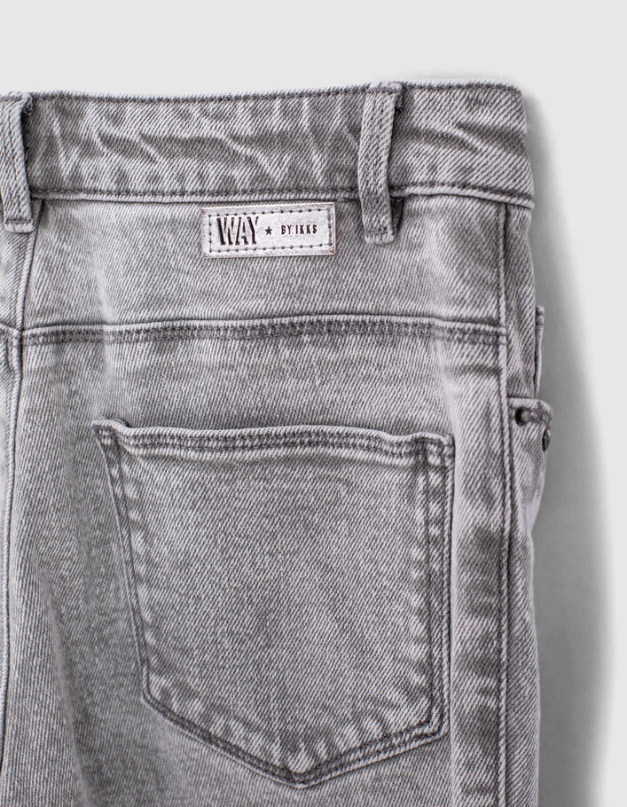 Girls’ light grey studded organic mom jeans - IKKS