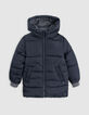 Reversible light and dark grey quilted parka for boys-3