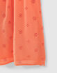 Robe corail foncé brodée fille-4
