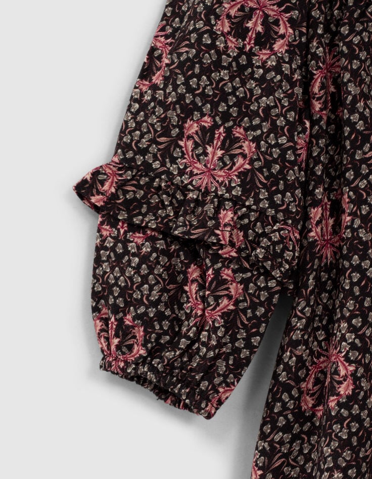 Baby girls’ black lily print dress-6