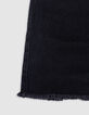 Short en jean noir Waterless bords frangés fille-5