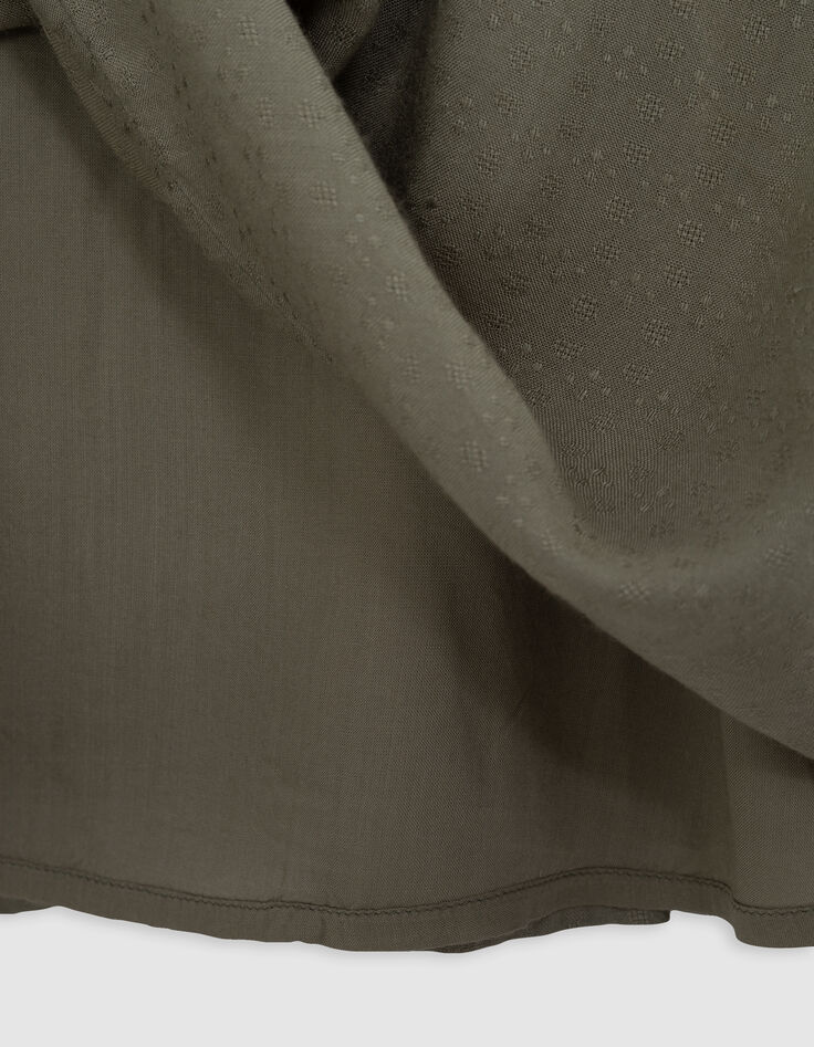 Robe kaki jacquard plastron brodé fille-6
