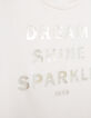 Ecru T-shirt metallic tekst meisjes-6