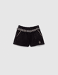 Shorts reversibles negro y estampado tachista bebé niña-1