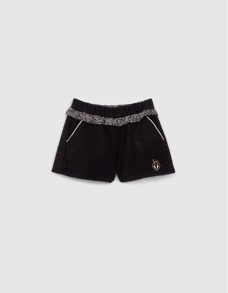 Shorts reversibles negro y estampado tachista bebé niña-1