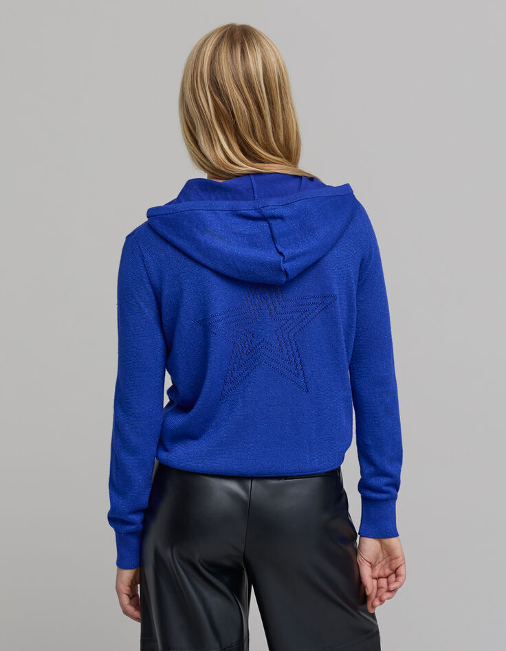 K&ouml;nigsblaue durchbrochene Stern-Strickjacke-3