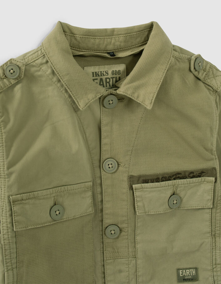 Boys’ khaki textured mixed fabric safari jacket - IKKS