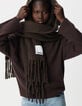 Jersey marr&oacute;n cuello alto 100 % lana para mujer-4
